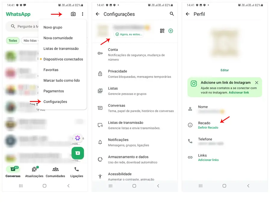 Mudar o Recado (Frase de Perfil) do seu WhatsApp